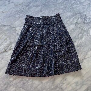 1960s Vintage Black Sequin Skirt – Retro Party/Cocktail, Size 00/XXS